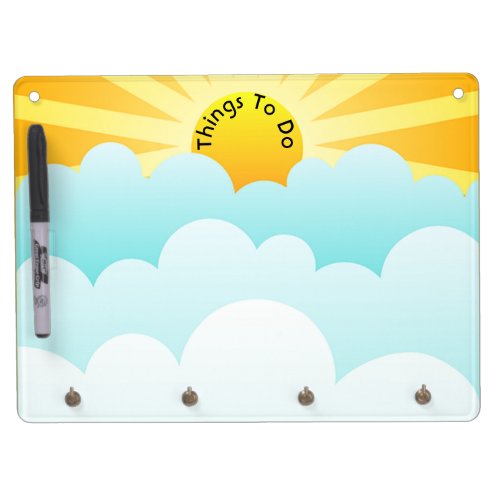 Sunshine and Clouds Dry Erase Board With Keychain Holder