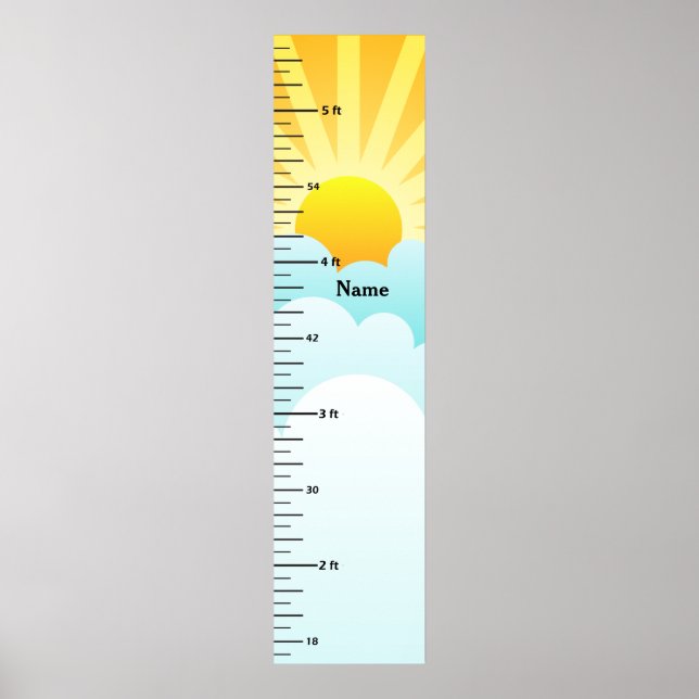 Sunshine and Clouds Growth Chart Add Child's Name (Front)