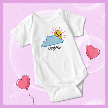 Sunshine And Clouds Personalized Baby Bodysuit by C_Katt at Zazzle