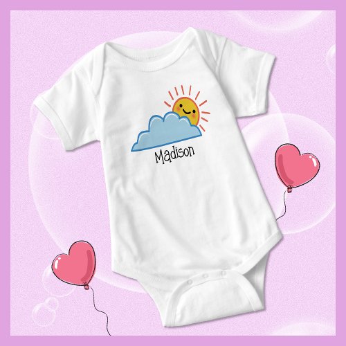 Sunshine And Clouds Personalized Baby Bodysuit