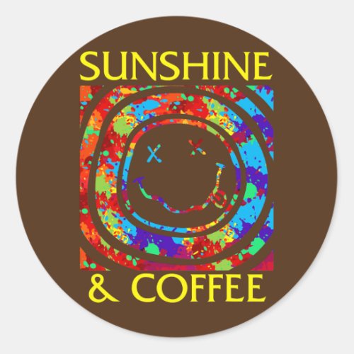 Sunshine and Coffee Summer Women Positivity Classic Round Sticker