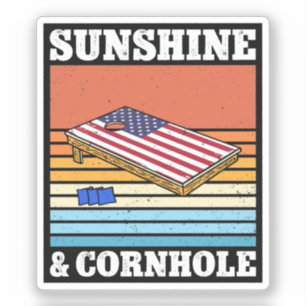 Sunshine And Cornhole Game hobby Retro Gift Funny Sticker