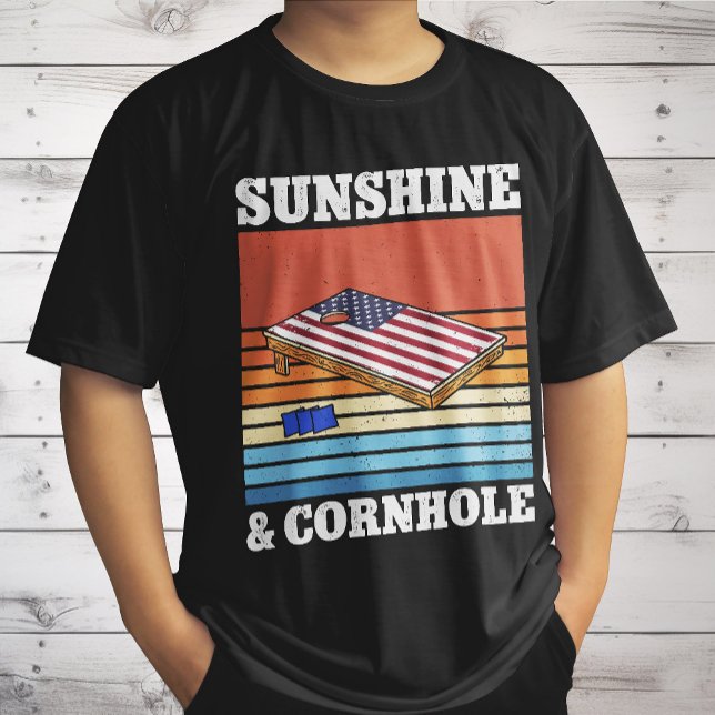 Sunshine And Cornhole Game hobby Retro Gift Funny T-Shirt (Creator Uploaded)