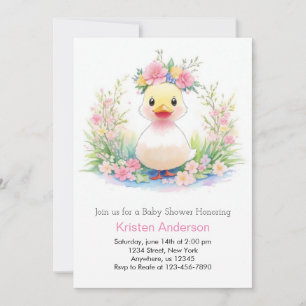 Sunshine and Ducklings Girl Baby Shower Invitation