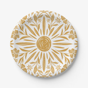 Sunshine and Floral Print Paper Plate