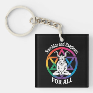 Sunshine And Happiness For All Satan LGBTQ Pride Keychain