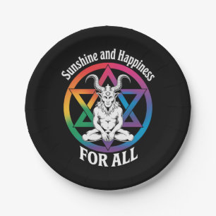 Sunshine And Happiness For All Satan LGBTQ Pride Paper Plates
