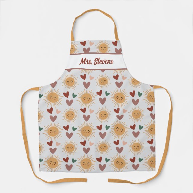 Sunshine and Hearts Personalized All-Over Print Apron (Front)