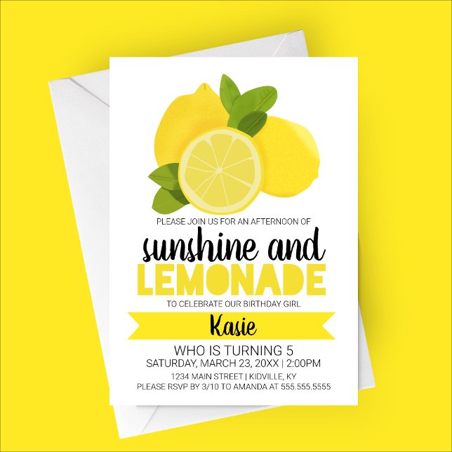 Sunshine and Lemonade Birthday Invitation (Sunshine and Lemonade | Citrus Fruit | Child's Summer Birthday Party Invitation)