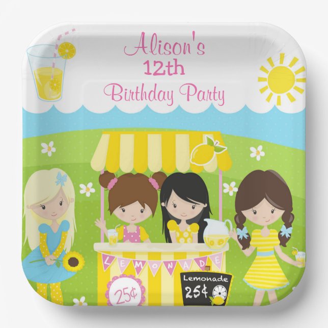 Sunshine and Lemonade Birthday Paper Plates (Front)