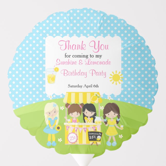 Sunshine and Lemonade Birthday Party Balloon (Front)