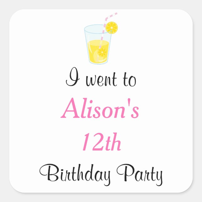 Sunshine and Lemonade Birthday Square Sticker (Front)