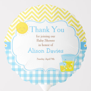 Sunshine and Lemonade Blue and Yellow Baby Shower Balloon