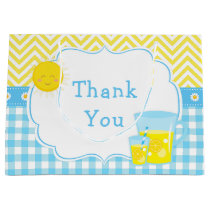 Sunshine and Lemonade Blue and Yellow Baby Shower Large Gift Bag