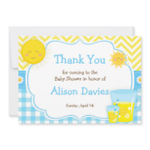 Sunshine and Lemonade Blue and Yellow Baby Shower Thank You Card