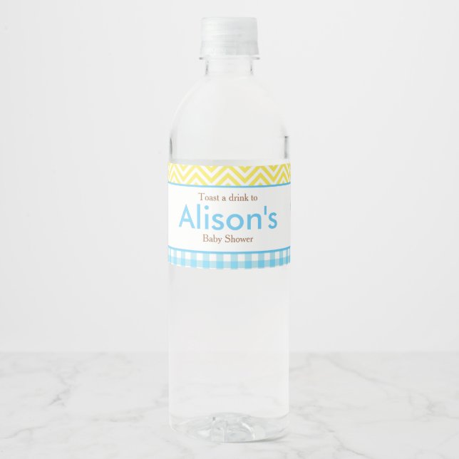 Sunshine and Lemonade Blue and Yellow  Water Bottle Label (Front)