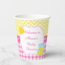 Sunshine and Lemonade Pink and Yellow Baby Shower Paper Cups