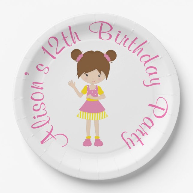 Sunshine and Lemonade Red hair Girl Paper Plates (Front)