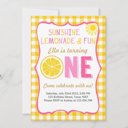 Sunshine and Lemonade sunshine birthday invitation