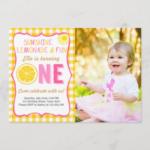 Sunshine and Lemonade sunshine birthday invitation