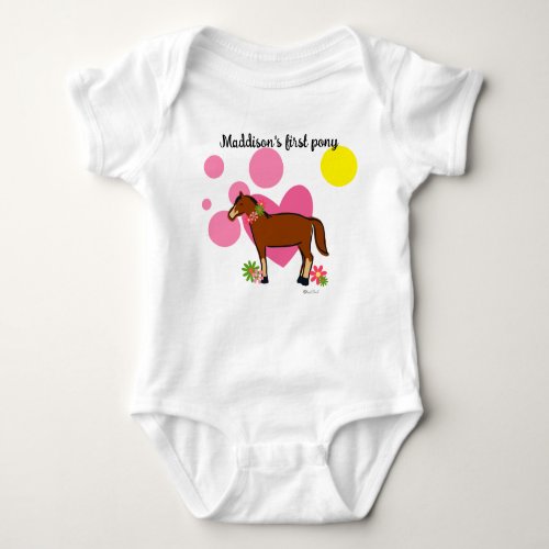 Sunshine and Ponies Cute Horse Little One Baby Bodysuit