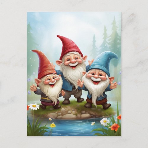 Sunshine and Rain Gnomes Postcard