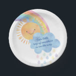 Sunshine and Rainbow Baby Shower Paper Plates<br><div class="desc">Watercolor Sunshine Rainbow Baby Shower Paper Plate - A little ray of sunshine is headed your way. Start celebrating with this full of color, beautiful paper plate design. Featuring a smiling sun, magical rainbows and a cloud with colorful raindrops. Absolutely perfect for boys and baby girl baby showers. This bright...</div>