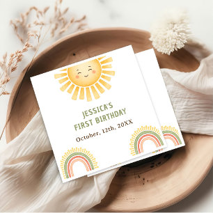 Sunshine And Rainbow Birthday Party Napkins