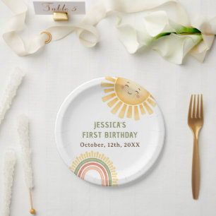Sunshine And Rainbow Birthday Party Paper Plates