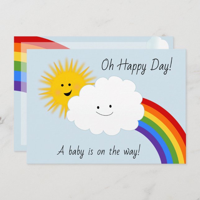 Sunshine and Rainbows Baby Shower Invitation (Front/Back)