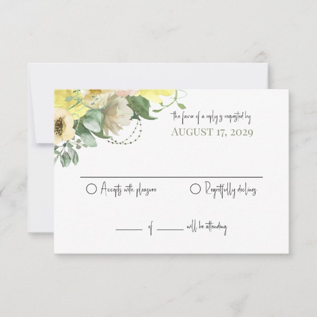 Sunshine and Roses Wedding Reply Invitation (Front)