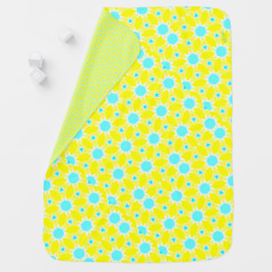 Sunshine and Starburst Yellow Blue Stroller Blanket