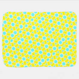 Sunshine and Starburst Yellow Blue Stroller Blanket