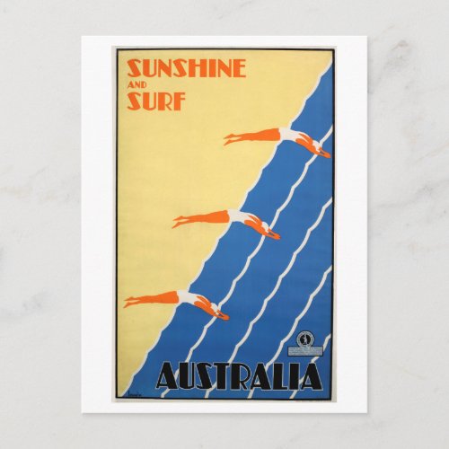 Sunshine and Surf Australia _ Vintage Travel Poste Postcard