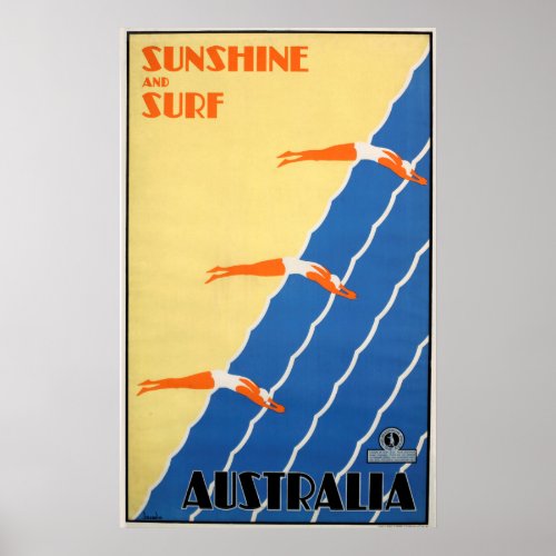 Sunshine and Surf Australia _ Vintage Travel Poster