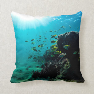 Sunshine and Tropical Fish Throw Pillow