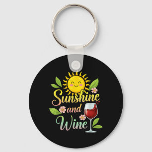 Sunshine and Wine Funny Wine Pun Tee for Women Keychain