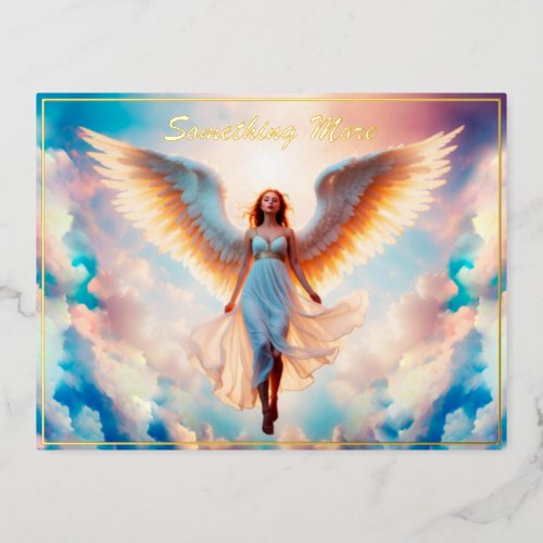 Sunshine angel woman heaven colorful lovely  foil holiday postcard