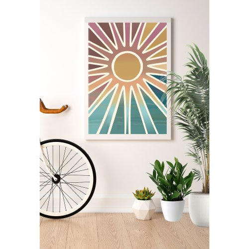 Sunshine Artwork _ Colorful Abstract Sun and Sea Poster