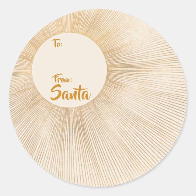 Sunshine, Astrological, Gold, Sun Rays, TO FROM Classic Round Sticker (Front)