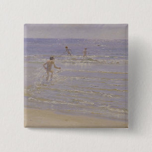 Sunshine at Skagen: Boys Swimming, 1892 Button