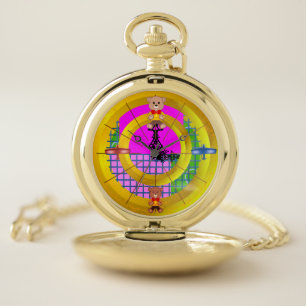 Sunshine Aviation Fun Blue Red Planes Pocket Watch