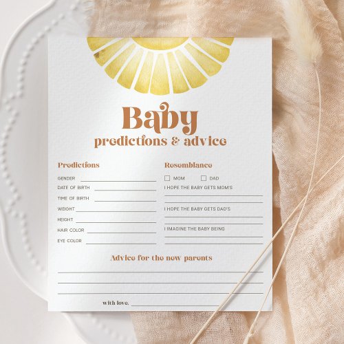 Sunshine Baby Predictions and Advice Shower Game