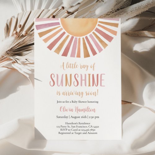 Sunshine Baby Shower A Little Ray of Sunshine Invitation