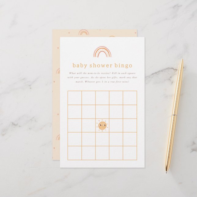 Sunshine Baby Shower Bingo Game (Front/Back In Situ)