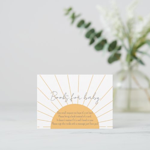 Sunshine Baby Shower Boho  Books For Baby Shower Enclosure Card