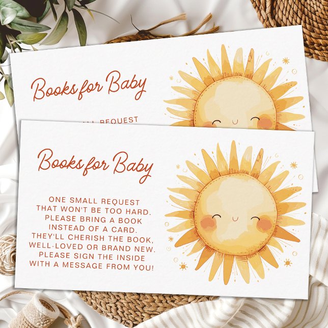Sunshine Baby Shower Boho Cute Sun Books For Baby Enclosure Card (Creator Uploaded)