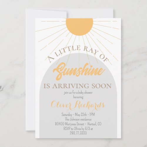 Sunshine Baby Shower Boho Retro Baby Shower  Invitation