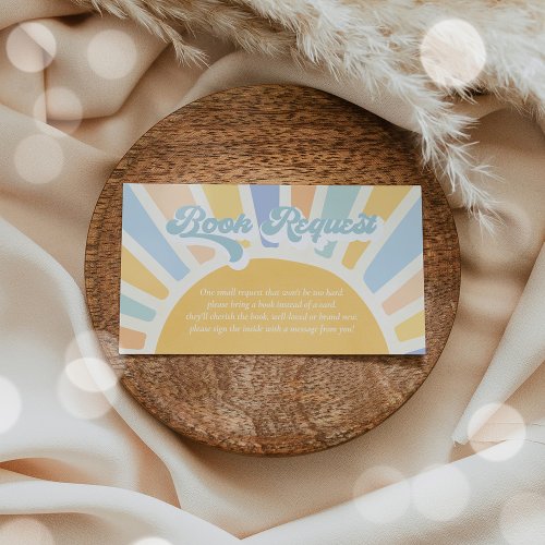 Sunshine Baby Shower Boho Retro Book Request Enclosure Card