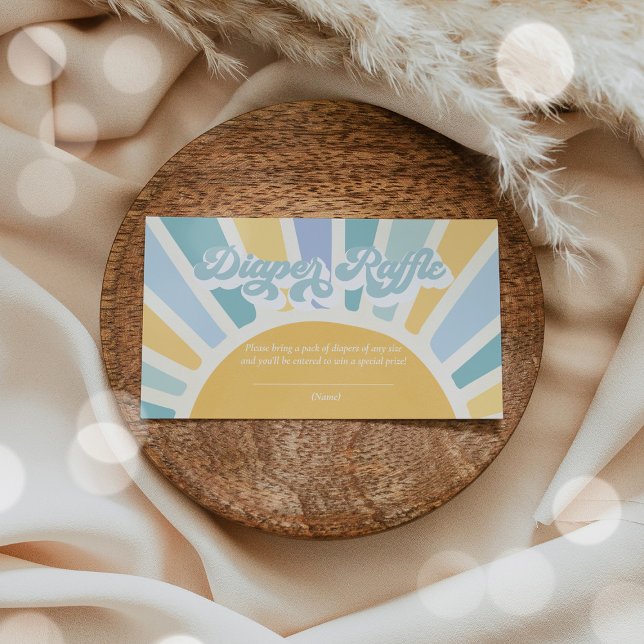 Sunshine Baby Shower Boho Retro Diaper Raffle Enclosure Card (Creator Uploaded)